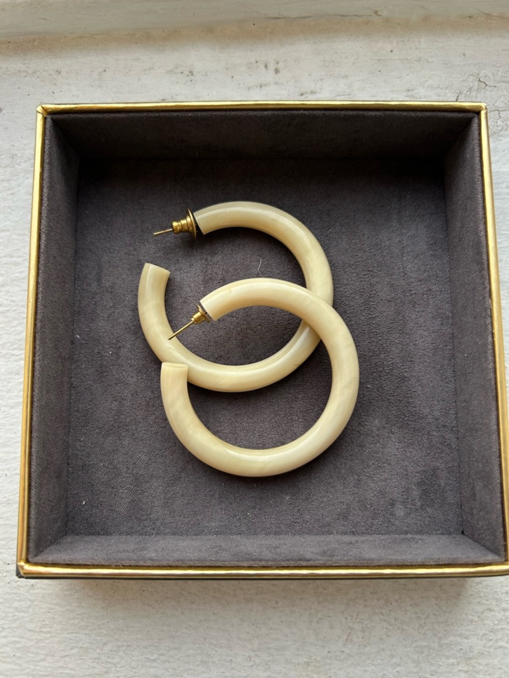 Hand Carved Bone Cream Hoop Earrings - handmade in Africa